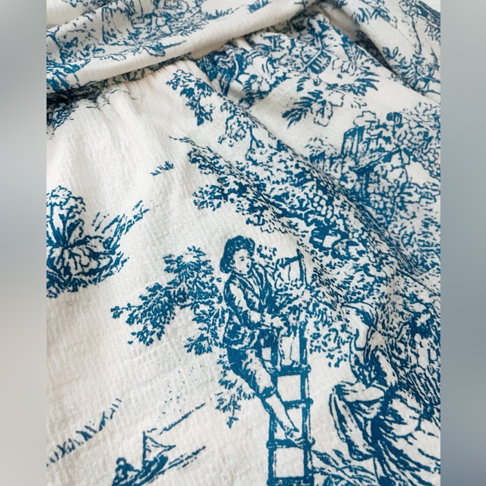 Blue and White toile de jouy Strapless Dress - Picture 5 of 11